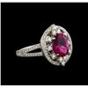 Image 1 : 2.20 ctw Rubellite and Diamond Ring - 18KT White Gold