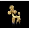 Image 1 : 18KT Yellow Gold 0.47 ctw Sapphire and Ruby Poodle Brooch