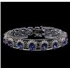 Image 1 : 9.40 ctw Tanzanite and Diamond Bracelet - 14KT White Gold