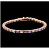 Image 1 : 14KT Rose Gold 12.02 ctw Multicolor Sapphire Bracelet