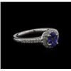 Image 1 : 0.80 ctw Tanzanite and Diamond Ring -14KT White Gold