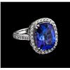 Image 1 : 7.60 ctw Tanzanite and Diamond Ring - 14KT White Gold