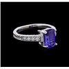 Image 1 : 1.63 ctw Tanzanite and Diamond Ring - 14KT White Gold