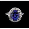 Image 2 : 4.80 ctw Tanzanite and Diamond Ring - 14KT White Gold