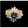 Image 2 : 1.21 ctw Blue Sapphire and Diamond Ring - 14KT Yellow Gold
