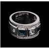 Image 1 : 0.54 ctw Blue Topaz and White Sapphire Ring - .925 Silver