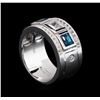 Image 4 : 0.54 ctw Blue Topaz and White Sapphire Ring - .925 Silver