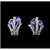 Image 1 : 14KT White Gold 2.54 ctw Tanzanite and Diamond Earrings
