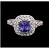 Image 1 : 14KT White Gold 1.47 ctw Tanzanite and Diamond Ring