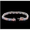 Image 3 : 14KT White Gold 6.30 ctw Sapphire, Tanzanite and Diamond Bracelet