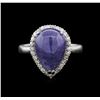 Image 2 : 6.32 ctw Tanzanite and Diamond Ring - 14KT White Gold