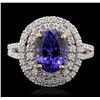 Image 2 : 14KT White and Yellow Gold 3.20 ctw Tanzanite and Diamond Ring