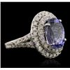 Image 1 : 14KT White Gold 5.29 ctw Tanzanite and Diamond Ring