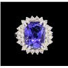 Image 2 : 14KT White Gold 7.79 ctw Tanzanite and Diamond Ring