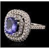 Image 1 : 14KT White Gold 3.26 ctw Tanzanite and Diamond Ring