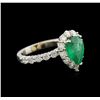 Image 1 : 2.10 ctw Emerald and Diamond Ring - 14KT White Gold