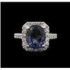 Image 2 : 14KT White Gold 4.45 ctw Tanzanite and Diamond Ring