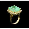 Image 4 : GIA Cert 13.93 ctw Emerald and Diamond Ring - 14KT Yellow Gold