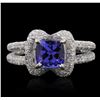 Image 1 : 14KT White Gold 1.42 ctw Tanzanite and Diamond Ring