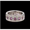 Image 1 : 0.95 ctw Pink Sapphire and Diamond Ring - 18KT White Gold