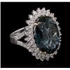Image 3 : 14KT White Gold 19.77 ctw Topaz and Diamond Ring