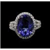 Image 2 : 7.75 ctw Tanzanite and Diamond Ring - 18KT White Gold
