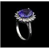 Image 4 : 6.88 ctw Tanzanite and Diamond Ring - 14KT White Gold