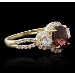 14KT Yellow Gold 1.42 ctw Rubellite and Diamond Ring