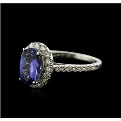 18KT White Gold 1.69 ctw Tanzanite and Diamond Ring