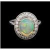 Image 2 : 2.58 ctw Opal and Diamond Ring - 14KT White Gold