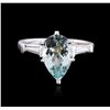 Image 2 : Platinum 2.59 ctw Aquamarine and Diamond Ring