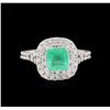 Image 2 : 0.92 ctw Emerald and Diamond Ring - 14KT White Gold