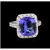 Image 1 : 7.20 ctw Tanzanite and Diamond Ring - 14KT White Gold