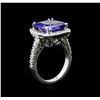 Image 3 : 7.20 ctw Tanzanite and Diamond Ring - 14KT White Gold