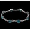 Image 2 : 7.20 ctw Apatite and Diamond Bracelet - 14KT White Gold