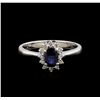 Image 2 : 0.70 ctw Blue Sapphire and Diamond Ring - 18KT White Gold