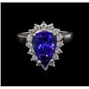 Image 2 : 4.08 ctw Tanzanite and Diamond Ring - 14KT White Gold