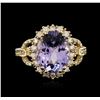 Image 2 : 14KT Yellow Gold 4.45 ctw Tanzanite and Diamond Ring