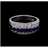 Image 2 : 1.20 ctw Sapphire and Diamond Ring - 14KT White Gold