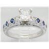 Image 3 : 1.22 ctw Diamond and Sapphire Ring - 14KT White Gold