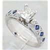 Image 4 : 1.22 ctw Diamond and Sapphire Ring - 14KT White Gold