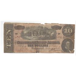 1864 $10 Confederate States of America Bank Note