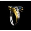 Image 4 : Crayola 2.60 ctw Blue Topaz and White Sapphire Ring - .925 Silver
