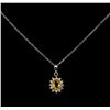 Image 1 : 0.30 ctw Yellow Sapphire and Diamond Pendant With Chain - 14KT White Gold