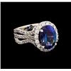 Image 1 : 5.06 ctw Tanzanite and Diamond Ring - 14KT White Gold