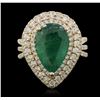 Image 2 : 14KT Yellow Gold 4.10 ctw Emerald and Diamond Ring