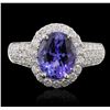 Image 2 : 14KT White Gold 2.88 ctw Tanzanite and Diamond Ring