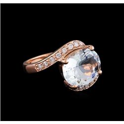 3.30 ctw Aquamarine and Diamond Ring - 14KT Rose Gold