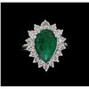 Image 2 : 14KT White Gold 2.02 ctw Emerald and Diamond Ring