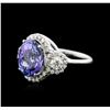 Image 1 : 14KT White Gold 6.14 ctw Tanzanite and Diamond Ring